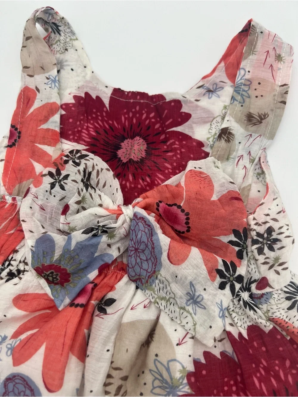 Girls Multicolor Floral Bow Dress 3T